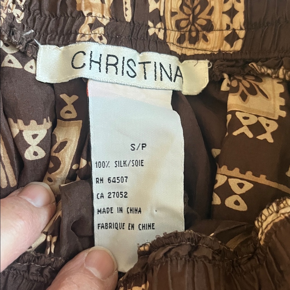 Christina Brown and Cream Geometric Maxi Skirt - Picture 3 of 4